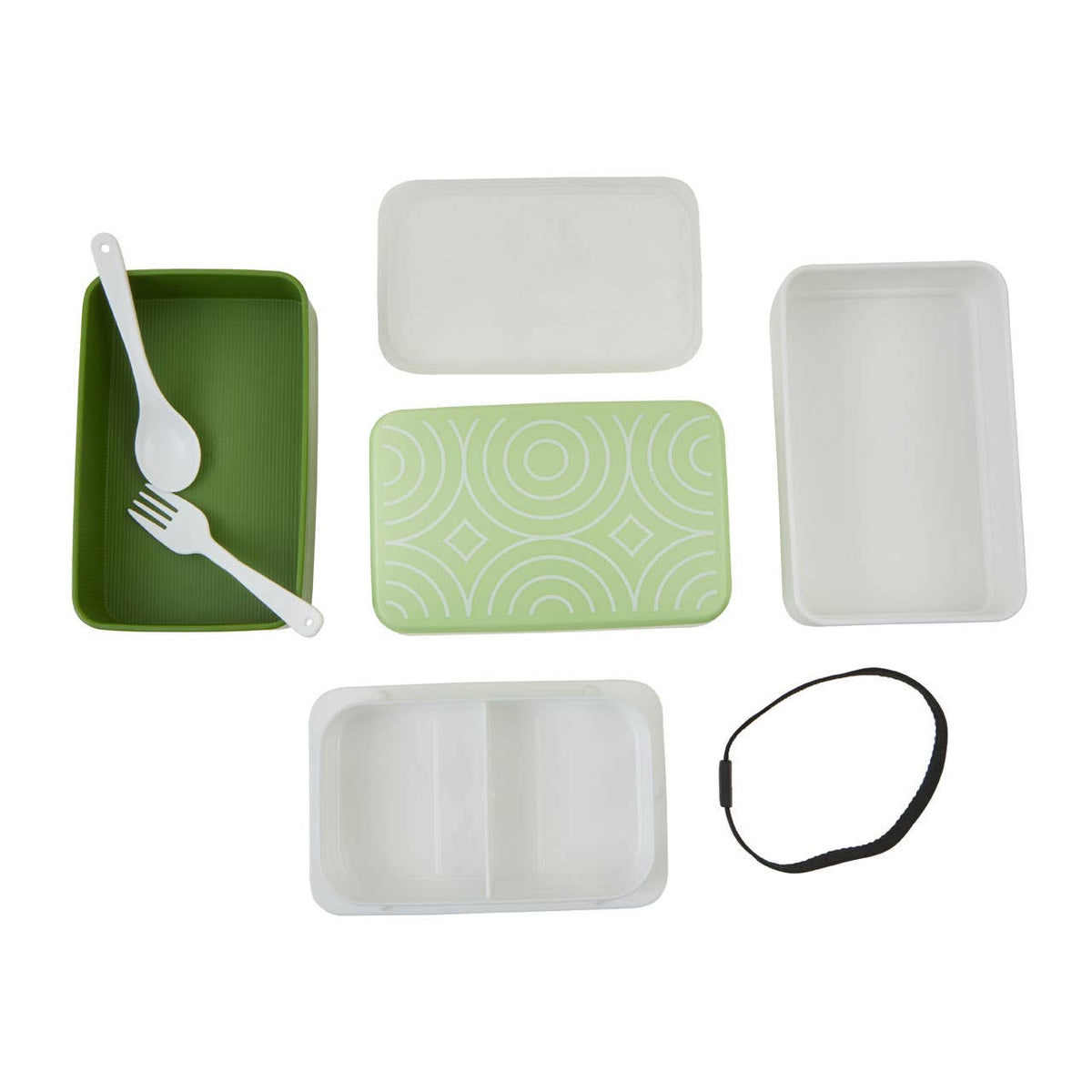 Grub Tub Three Compartment Green Lunch Box With Cutlery