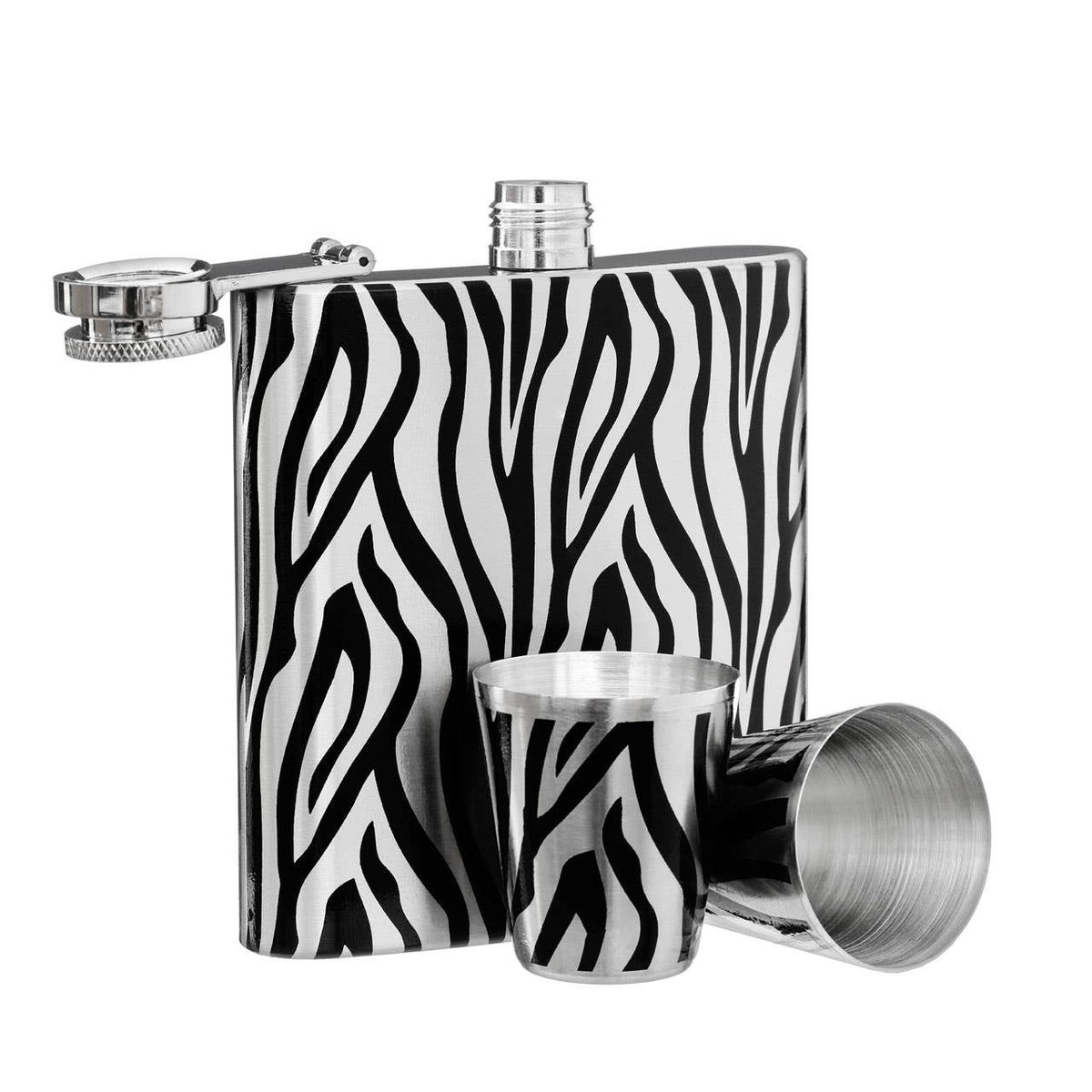 Auden Zebra  Hip Flask and Shot Glasses Set