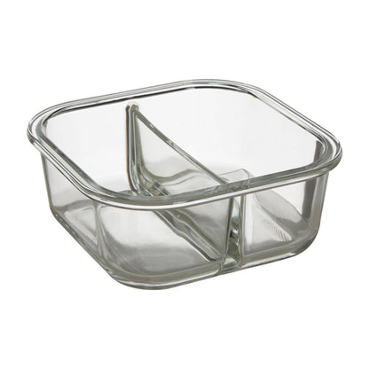 Freska 2 Section Square Glass Container With Lid 800 ml