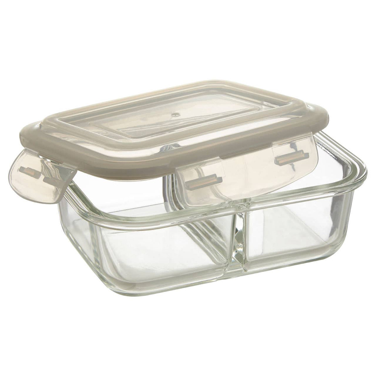 Freska 2 Section Rectangular Glass Container With Lid 640 ml