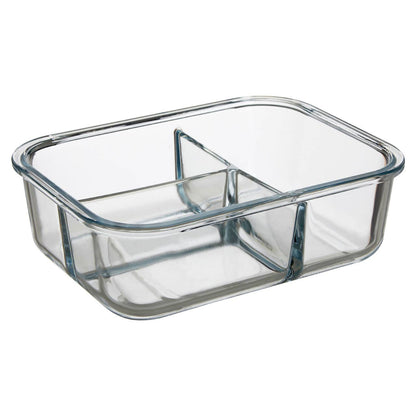 Freska 3 Section Rectangular Glass Container With Lid 1520 ml