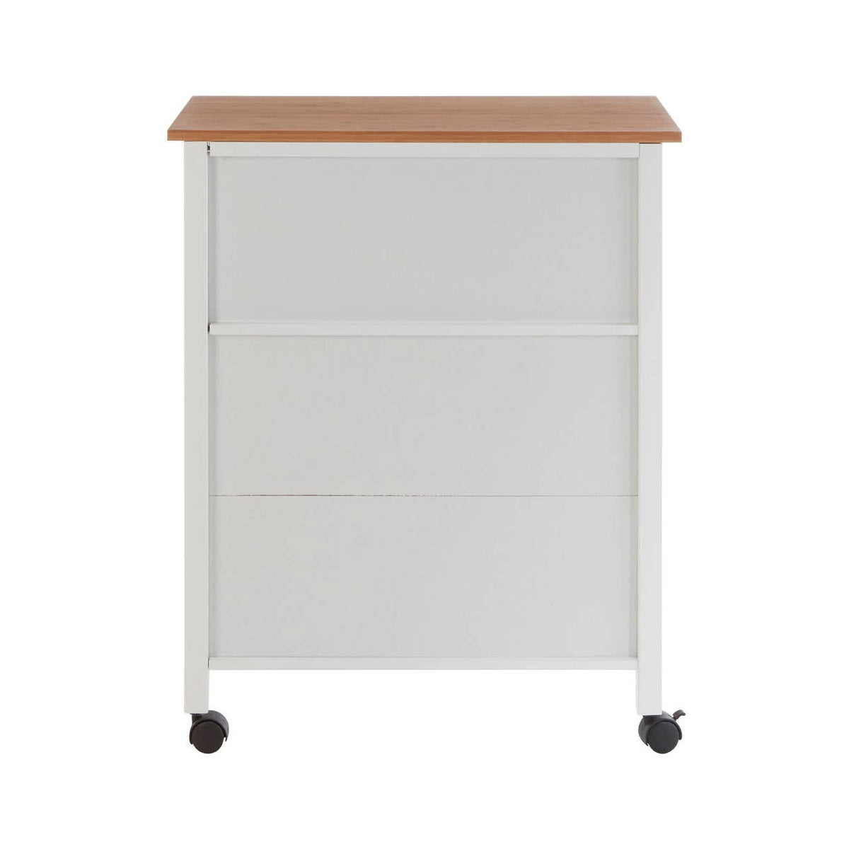 Harlow White and Bamboo Top 1 Drawer Kitchen Trolley