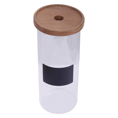 Tromso Glass Storage Jar with Acacia Lid and Chalkboard 1800 ml