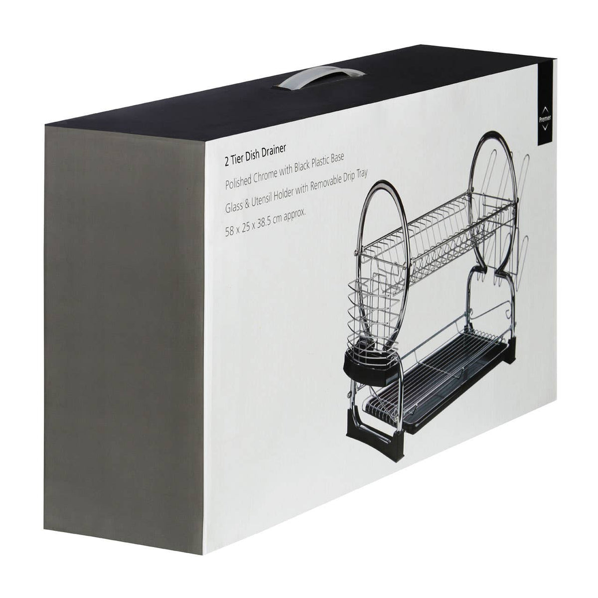 Laurie 2 Tier Dish Drainer with Plastic Tray - Black