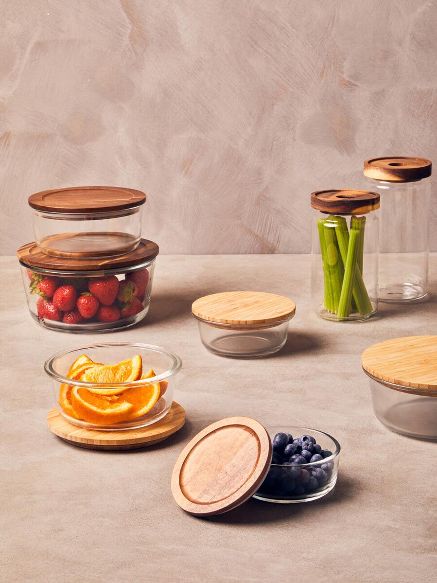 Freska 1650ml Glass Container With Acacia Lid