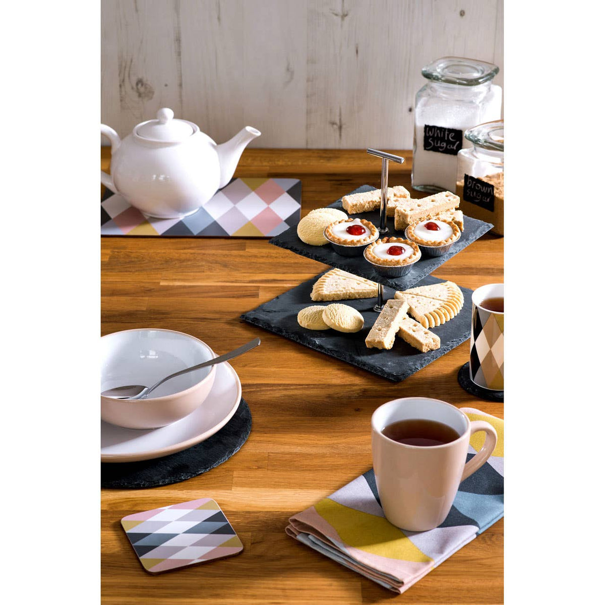 Preto Slate 2 Tier Square Cake Stand