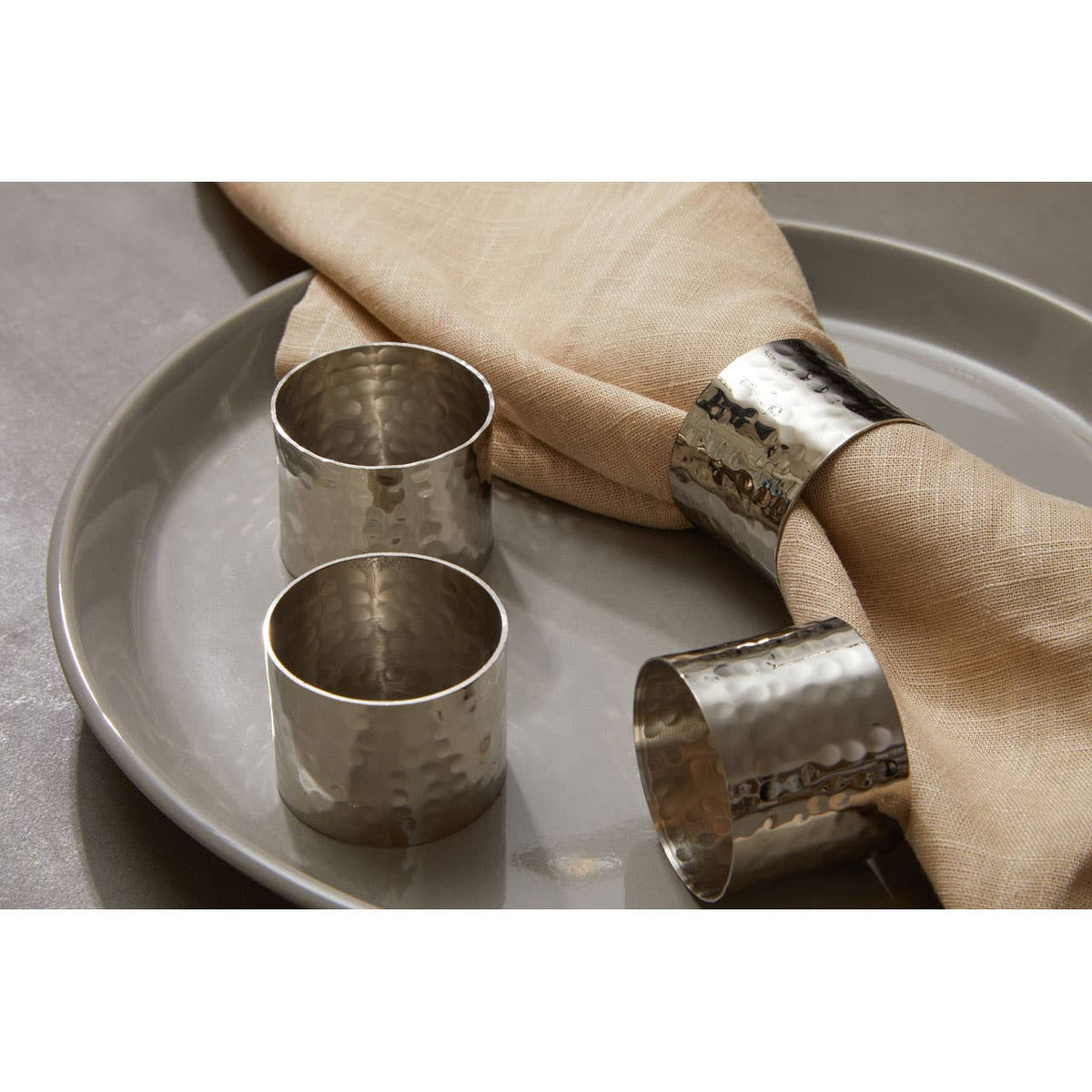 Set Of Four Silver Finish Napkin Rings