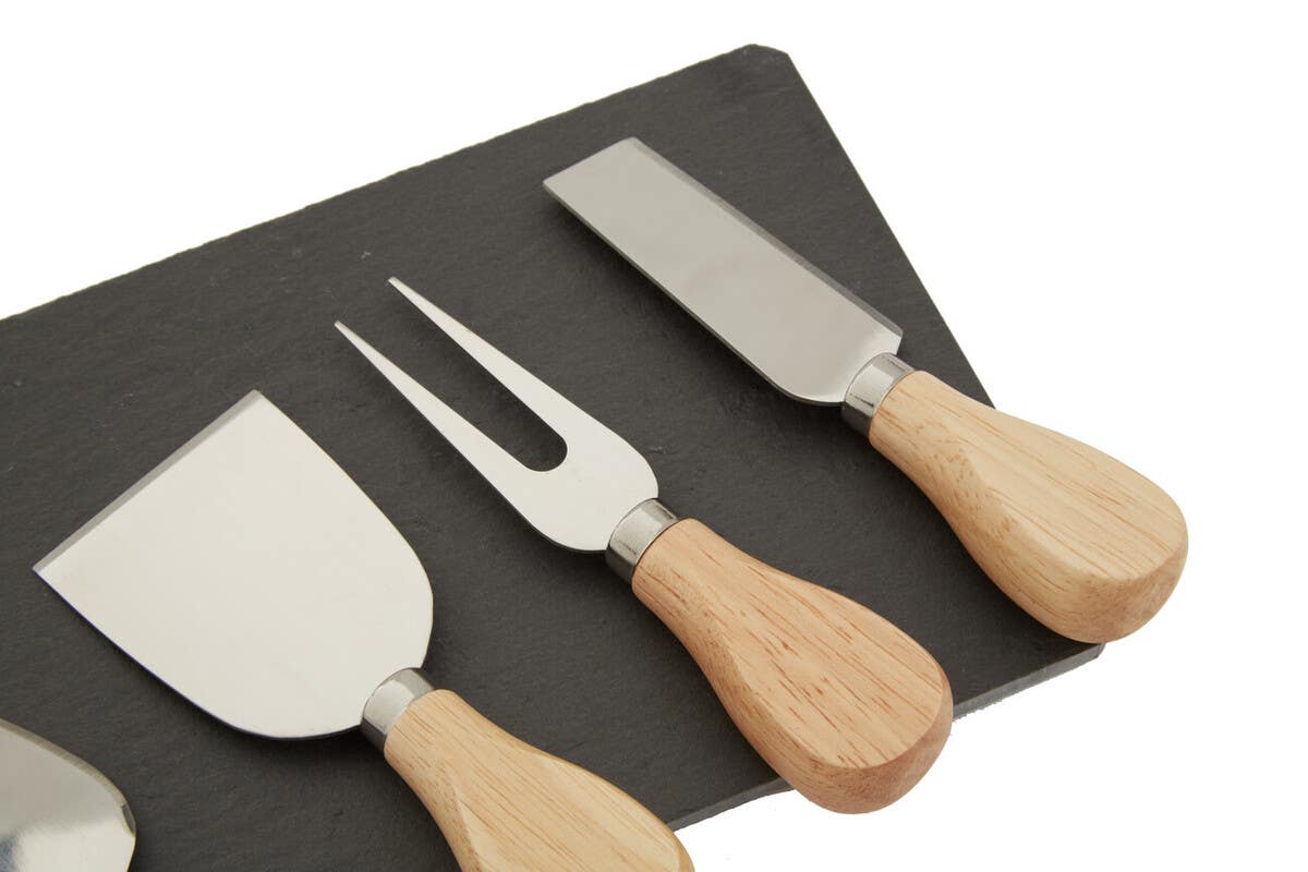 Carter Slate Board and 4 Piece Cheese Knife Set