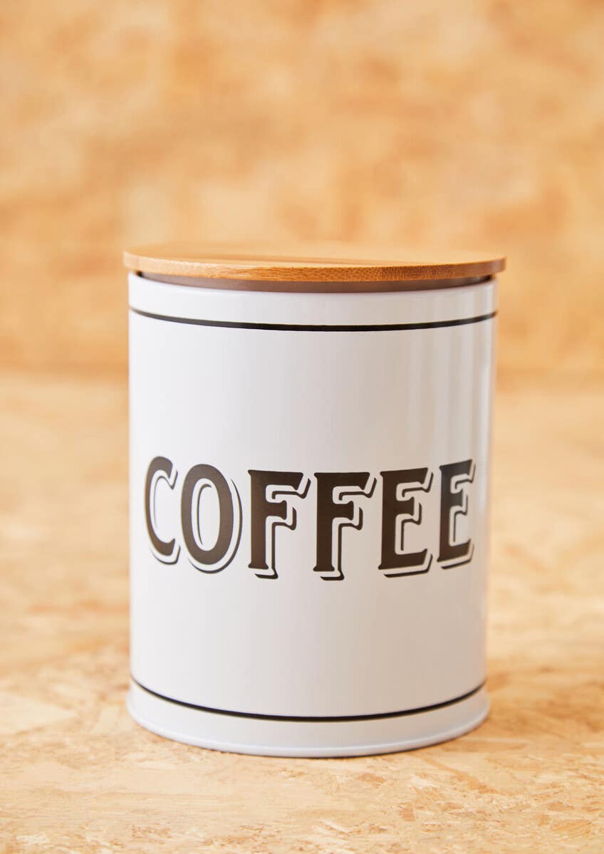 Grocer White Metal Coffee Canister