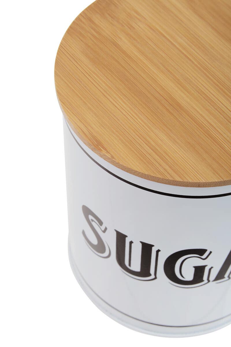 Grocer White Metal Sugar Canister