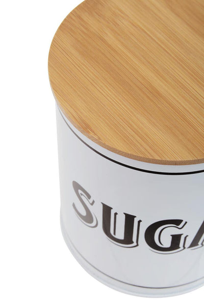 Grocer White Metal Sugar Canister