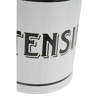 Grocer White Metal Utensil Holder
