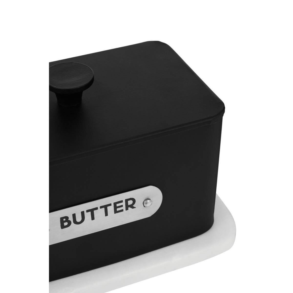 Liberty Black Enamel and White Marble Butter Dish