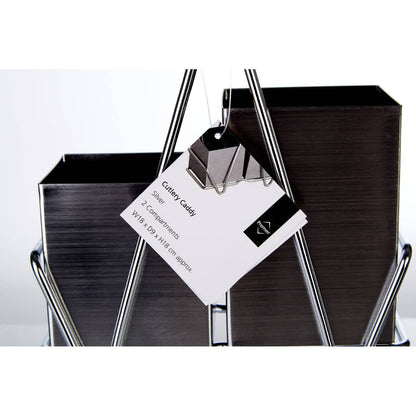 Stainless Steel 2 Compartment Silver Cutlery Caddy