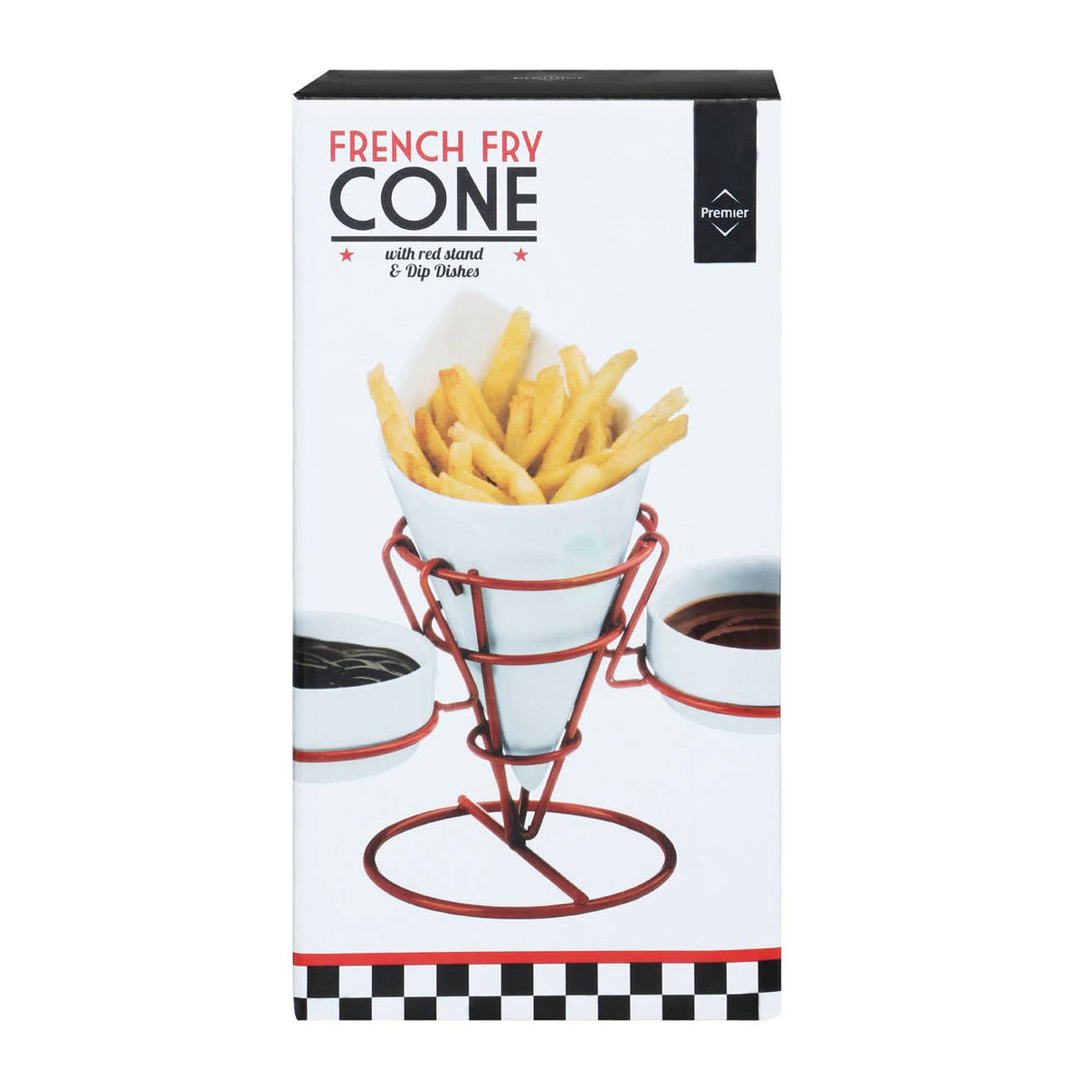 Hollywood French Fry Cone With 2 Dip Dishes On Red Stand