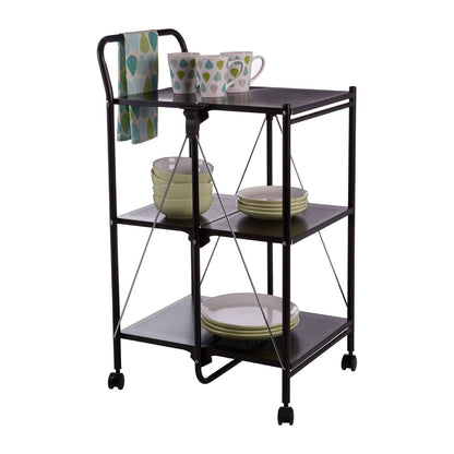 Harlow Black Rectangular Folding Kitchen Trolley