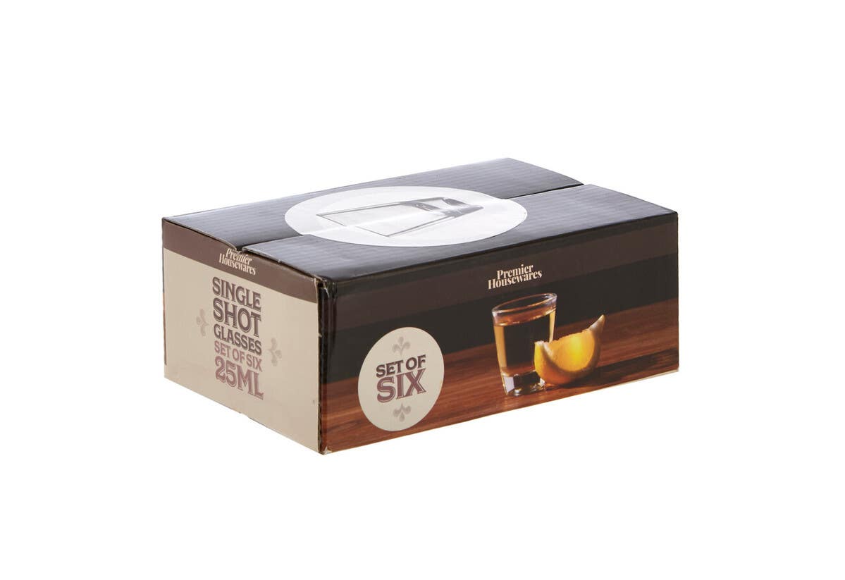 Euri Set Of 6 Clear Shot Glasses 25ml
