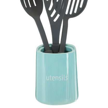 Fletcher Blue Ceramic Utensil Holder