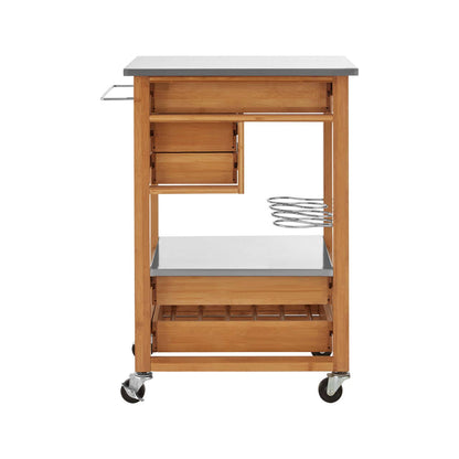 Harlow Bamboo Four Drawer Kitchen Trolley