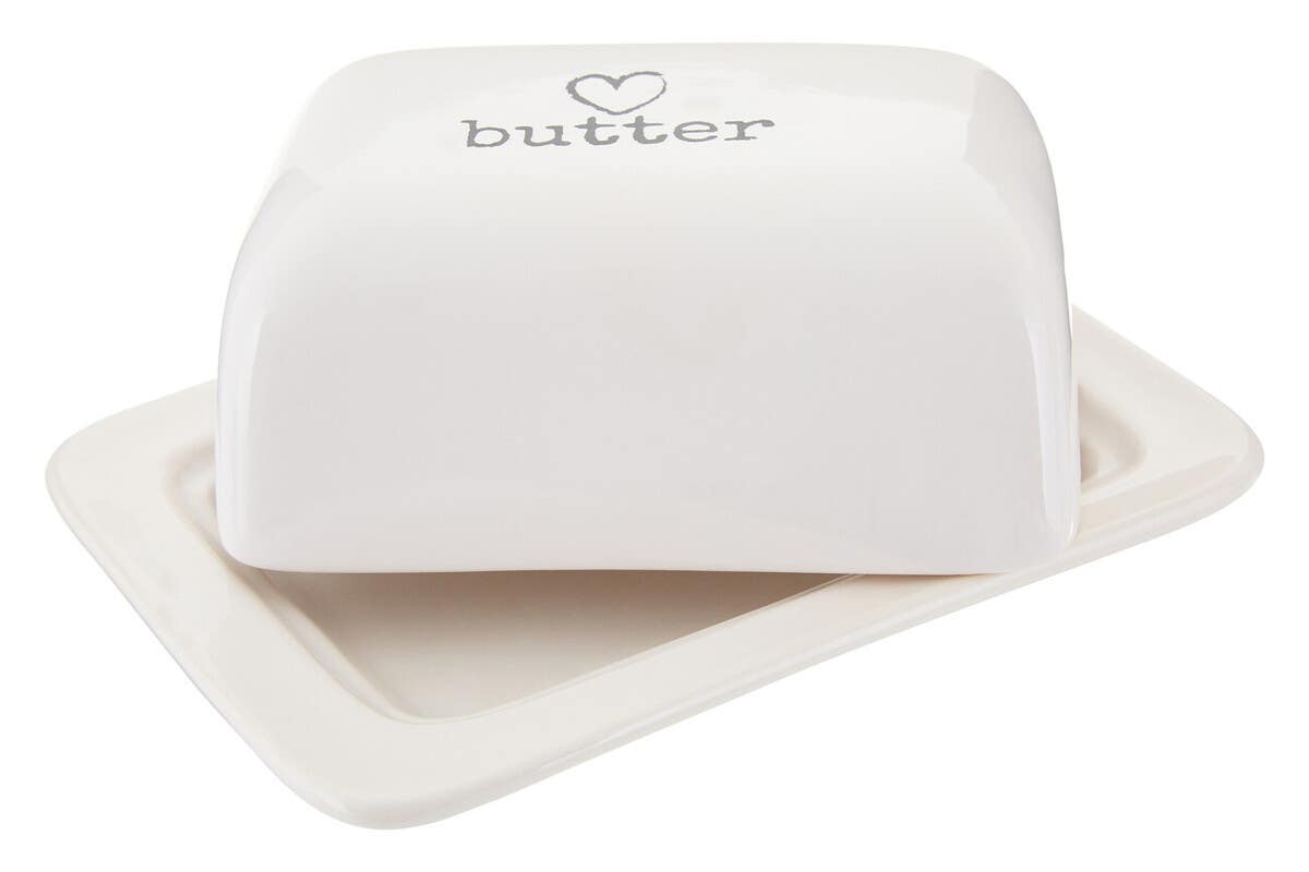Charm White Ceramic Butter Dish