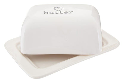 Charm White Ceramic Butter Dish