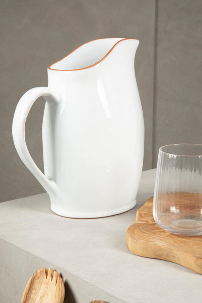 Calisto Terracotta White Glazed Pitcher