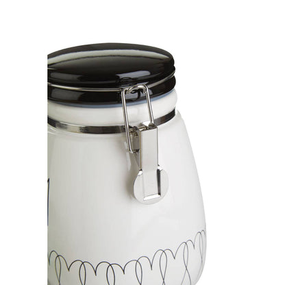Heartlines Ceramic Clip Top Lid Sugar Canister