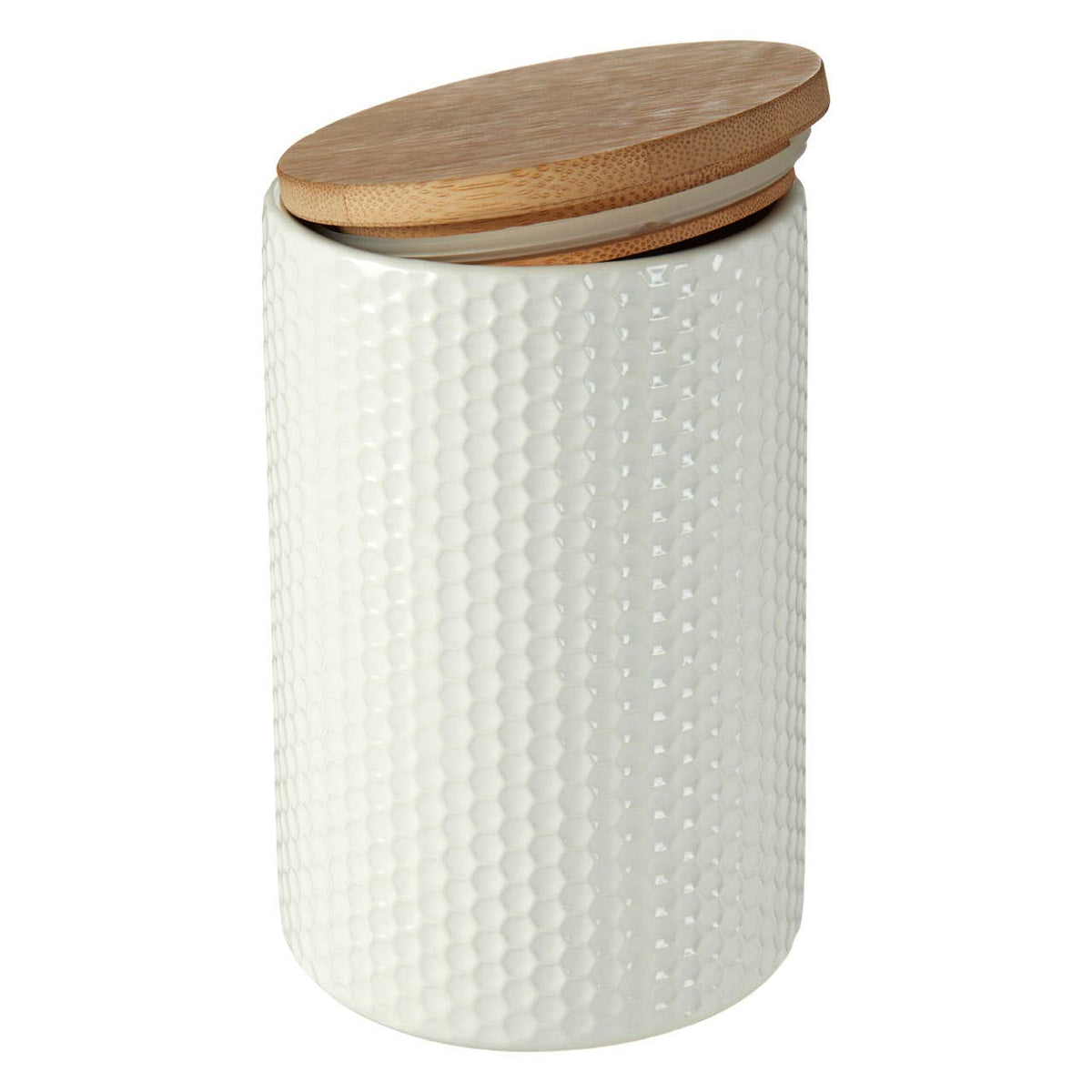 Geome 750ml White Canister with Bamboo Lid
