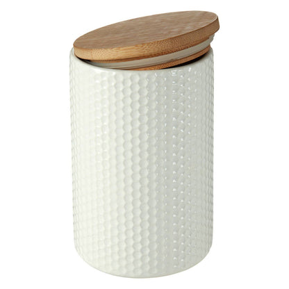 Geome 750ml White Canister with Bamboo Lid