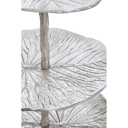 Salma Three Tier Lotus Leaf Silver Cake Stand