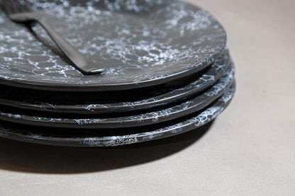 Hygge Black Marble Effect Dinner Plate