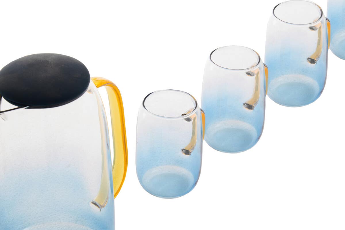 Noa Glass Ombre Blue Pitcher and Cup Set