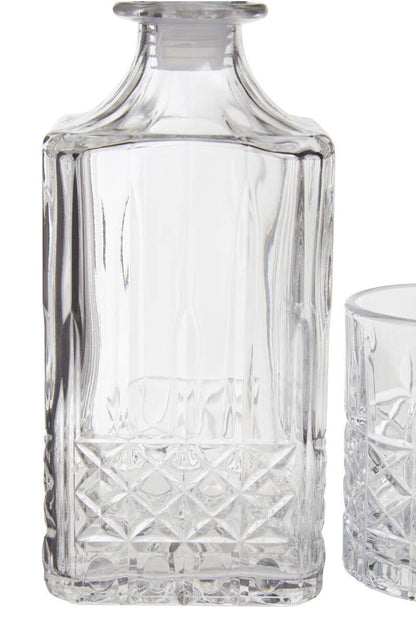 Dayla Diamond Pattern Decanter With Four Glasses