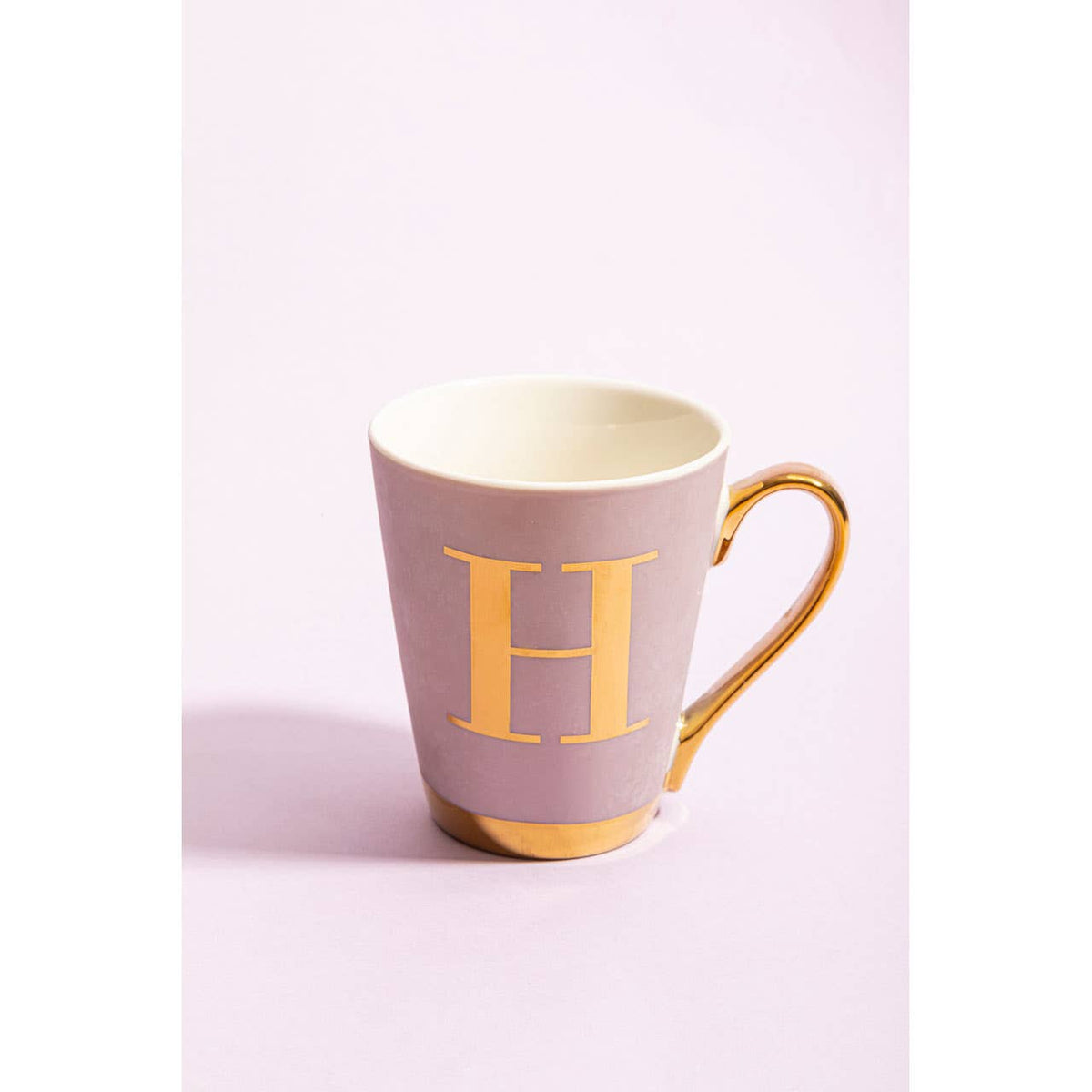 Frosted Deco Lilac Monogram Mug, H