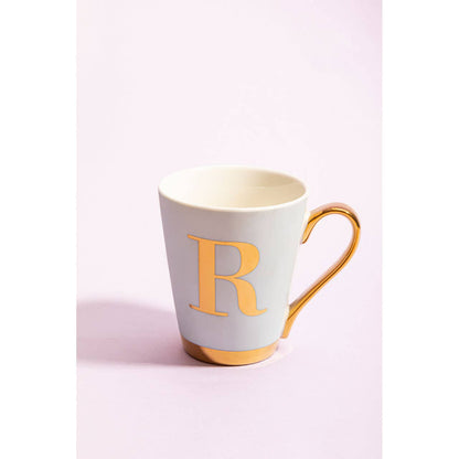 Mimo Green Frosted Deco R Letter Monogram Mug.