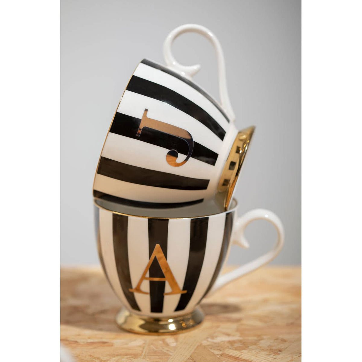 Duchess Black and White Monogram Mug, A