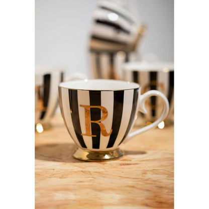 Duchess Black and White Monogram Mug, R