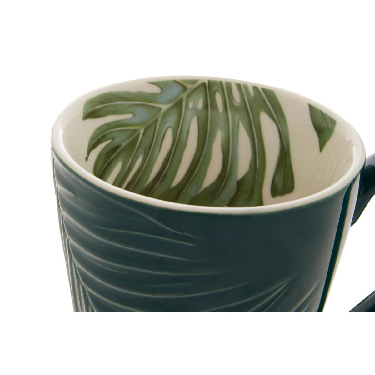 Bali Dark Green Leaf Design Mug