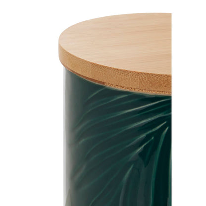 Bali Dark Green Small Storage Jar With Bamboo Lid