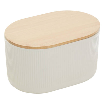 Geome Cream Bread Bin in Stoneware