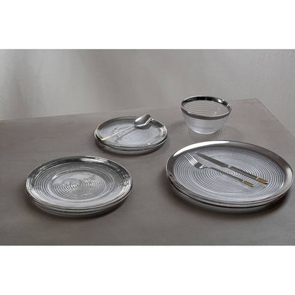 Ida Embossed Glass Dinner Plate With Silver Rim