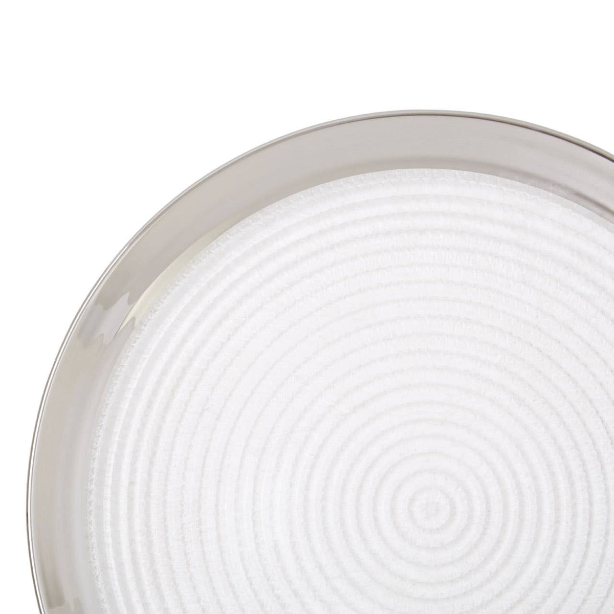 Ida Embossed Glass Coupe Dinner Plate with Silver Rim