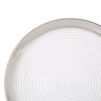 Ida Embossed Glass Coupe Dinner Plate with Silver Rim