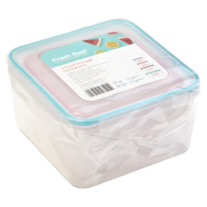 Herrela 4 Piece Square Food Containers with Airtight Lids