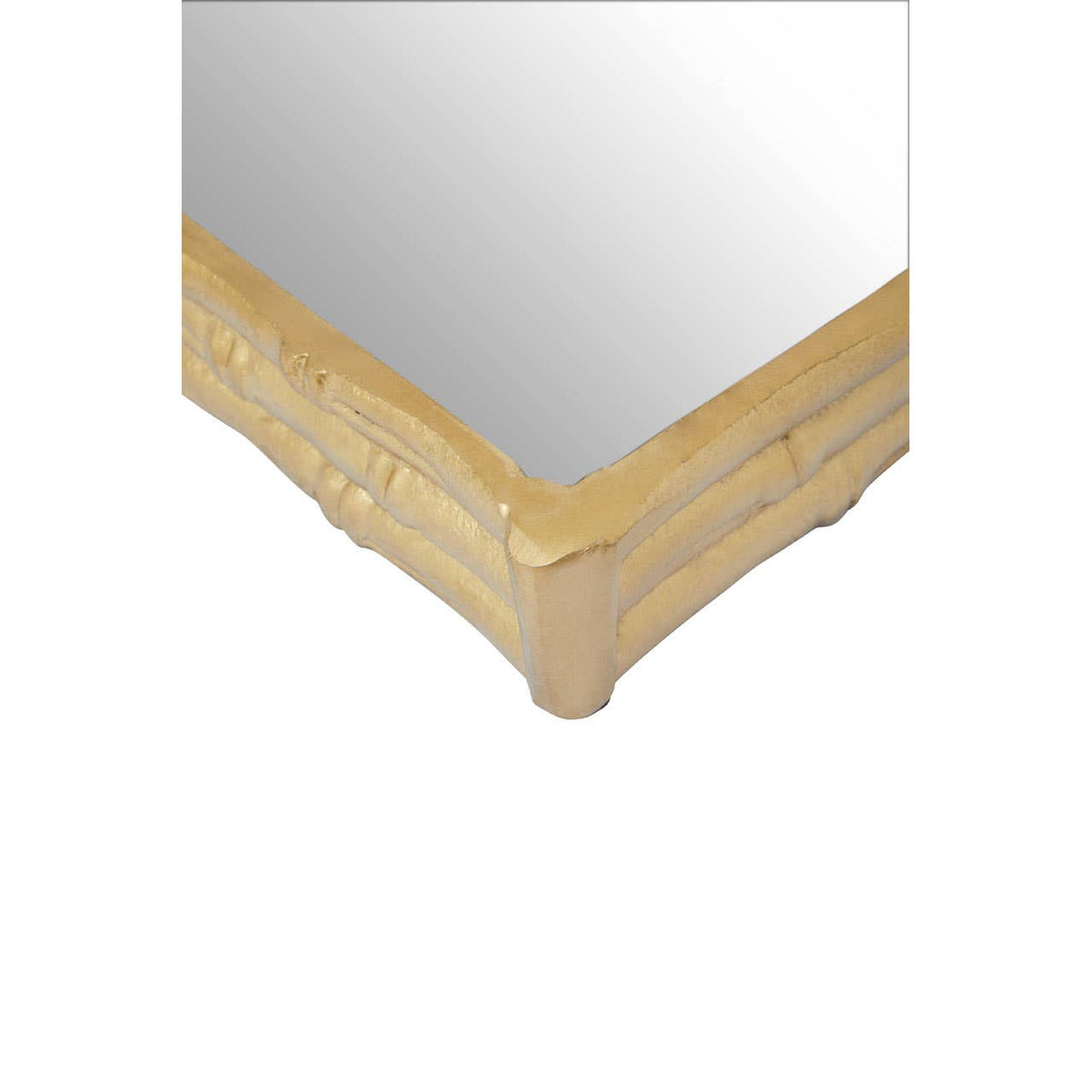 Hiba Gold Finish Bamboo Effect Mirrored Tray