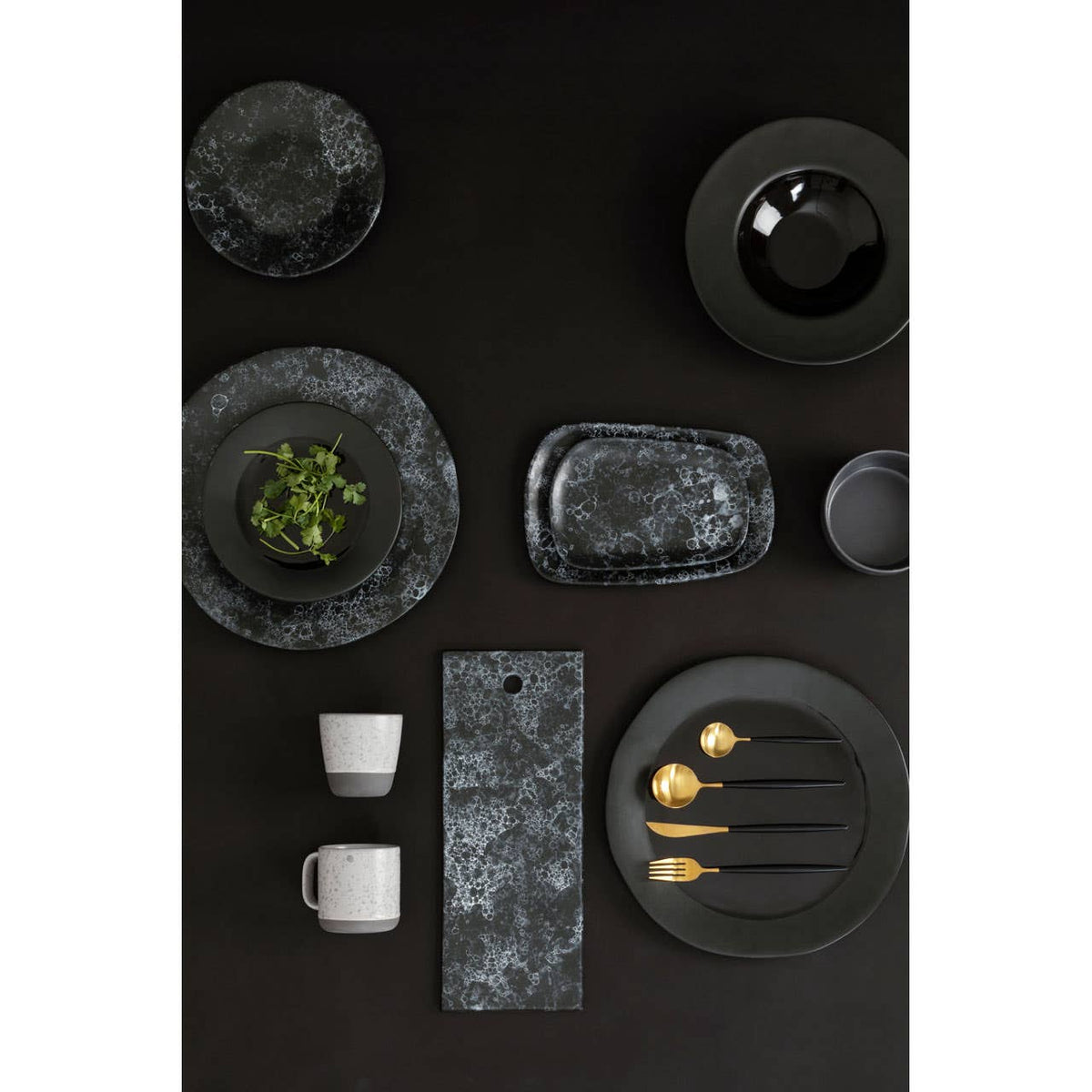 Avie 16 Piece  Black and Matte Gold Cutlery Set