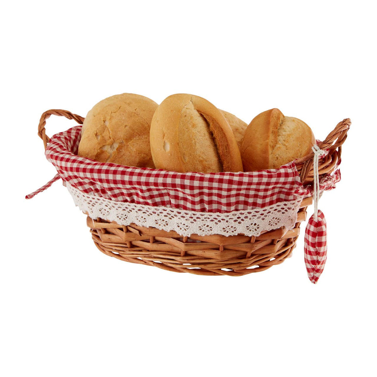 Orla Willow Bread Basket with Red Gingham Lining