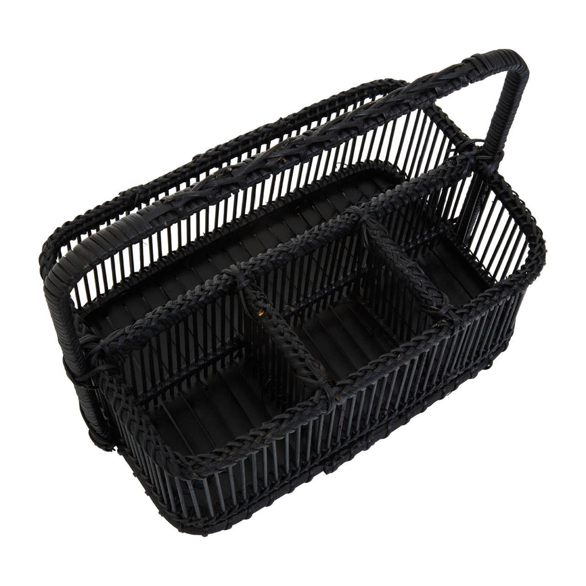 Ezell Black Rattan And Bamboo Caddy