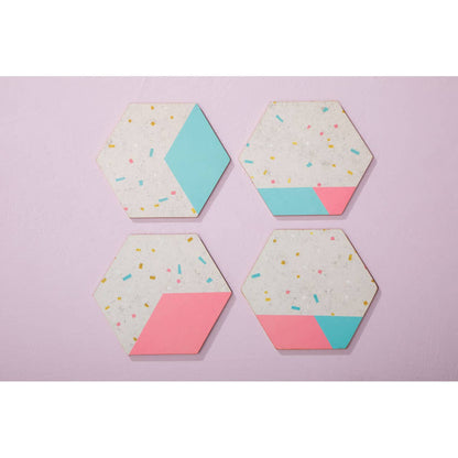 Mimo Set Of 4 Hexagonal Cork Coasters
