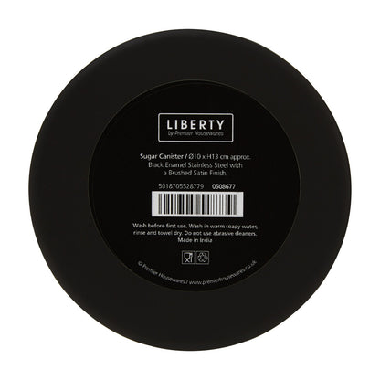 Liberty Black Enamel and Silver Sugar Canister